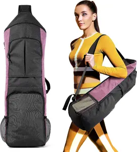 Sportsnew Yoga Mat Bag With Water Bottle Pocket and Bottom Wet Pocket Exercise Yoga Mat Carrier Multi-Functional Storage Bag