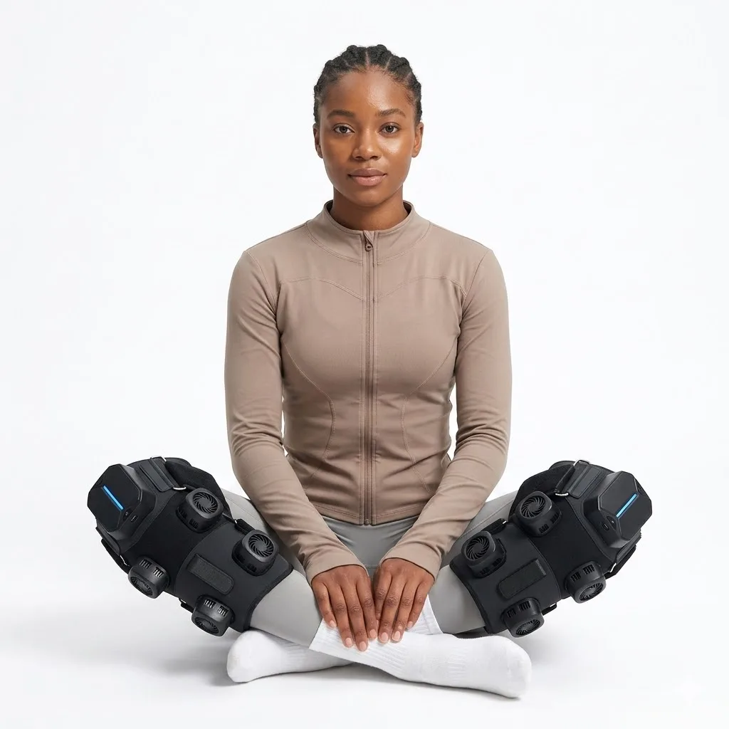 Мултифункционален физиотерапевски безжичен масажер за колена со компресија за атлети