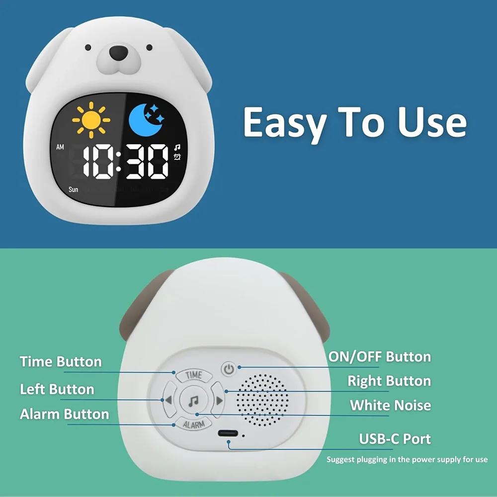 Customized Sleep Trainer Multifunctional Digital Alarm Clock Baby Sleep Portable Sound White Noise Machine Touch Night Light