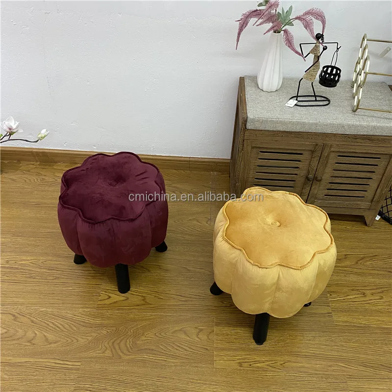 Round Storage Ottoman Vanity Stools & Ottomans Living Room Seat Pouffe