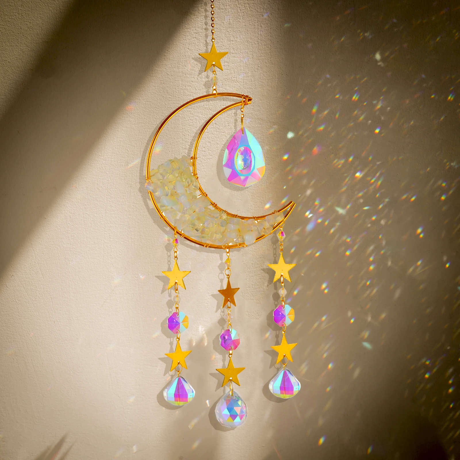 Aquamarine Moon Suncatcher With Healing Crystals Prisms Suncatchers ...