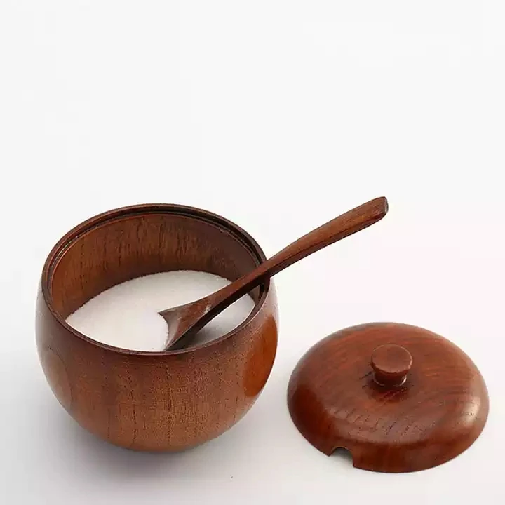 Small portable wooden bottle wooden wine solid salt shaker with lid