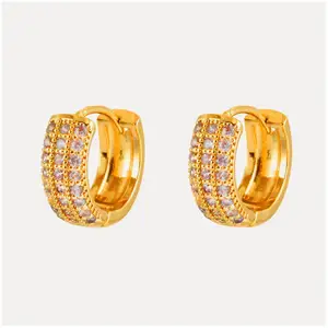 Earrings Trendy Multilayer Color-proof Accessory Upscale 2026 Decoration Copper Zircon Artificial Earings Hoops