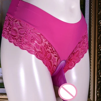 Mutandine In Raso E Pizzo Per Uomo - Stile Sissy, Slip Incrociato Con Volant, Intimo Damigella - Foto 2