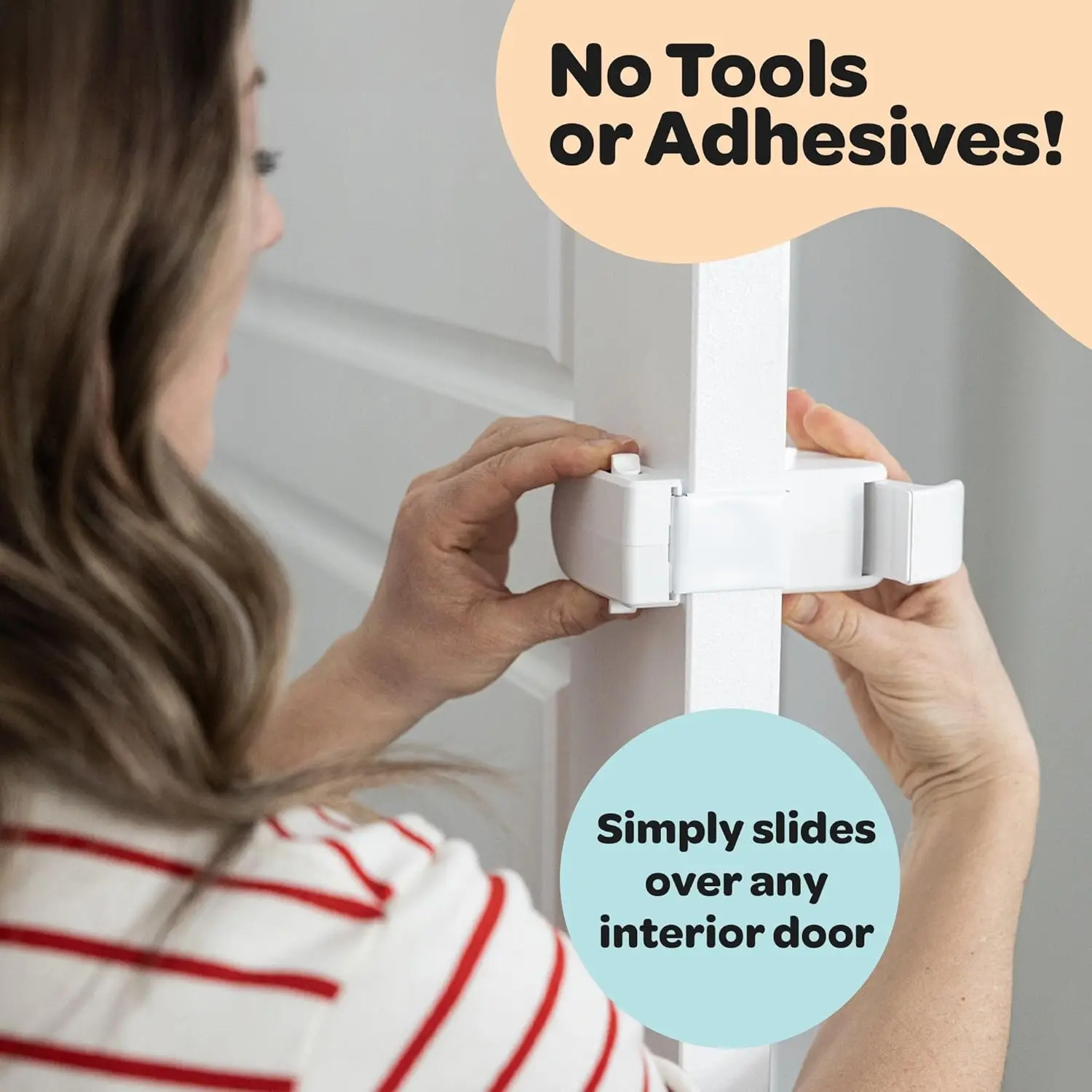 Plastic Snap-On Cabinet Door Lock Kids Can't Reach No Tools/Adhesives Required Childproof Safety Lock (1 Pack)