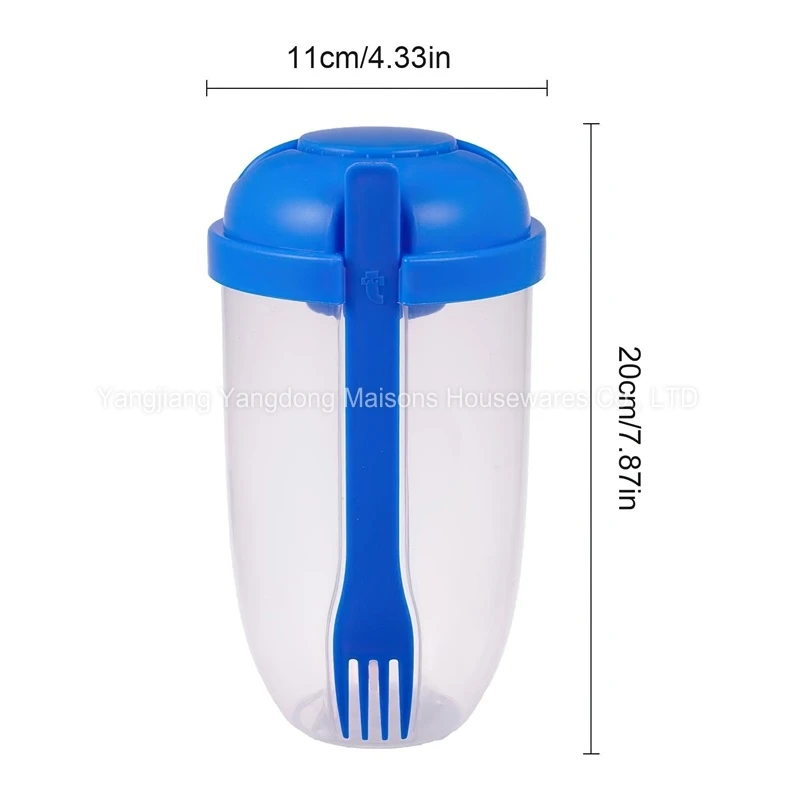 Maisons Salad Dressing Shaker Container With Fork Plastic Salad Fruit