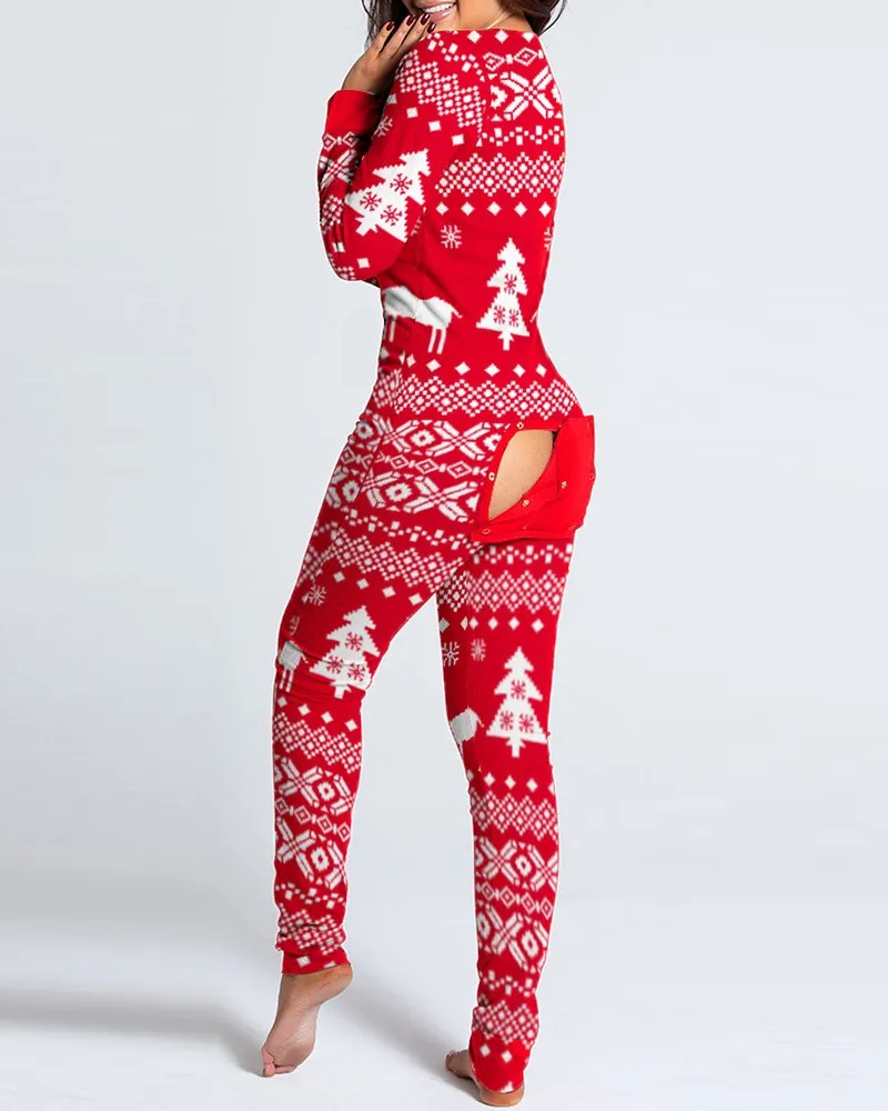 Long Pant Holiday Xmas Sleepwear Christmas Onesie Pajamas With Butt Flap  For Women| Alibaba.com