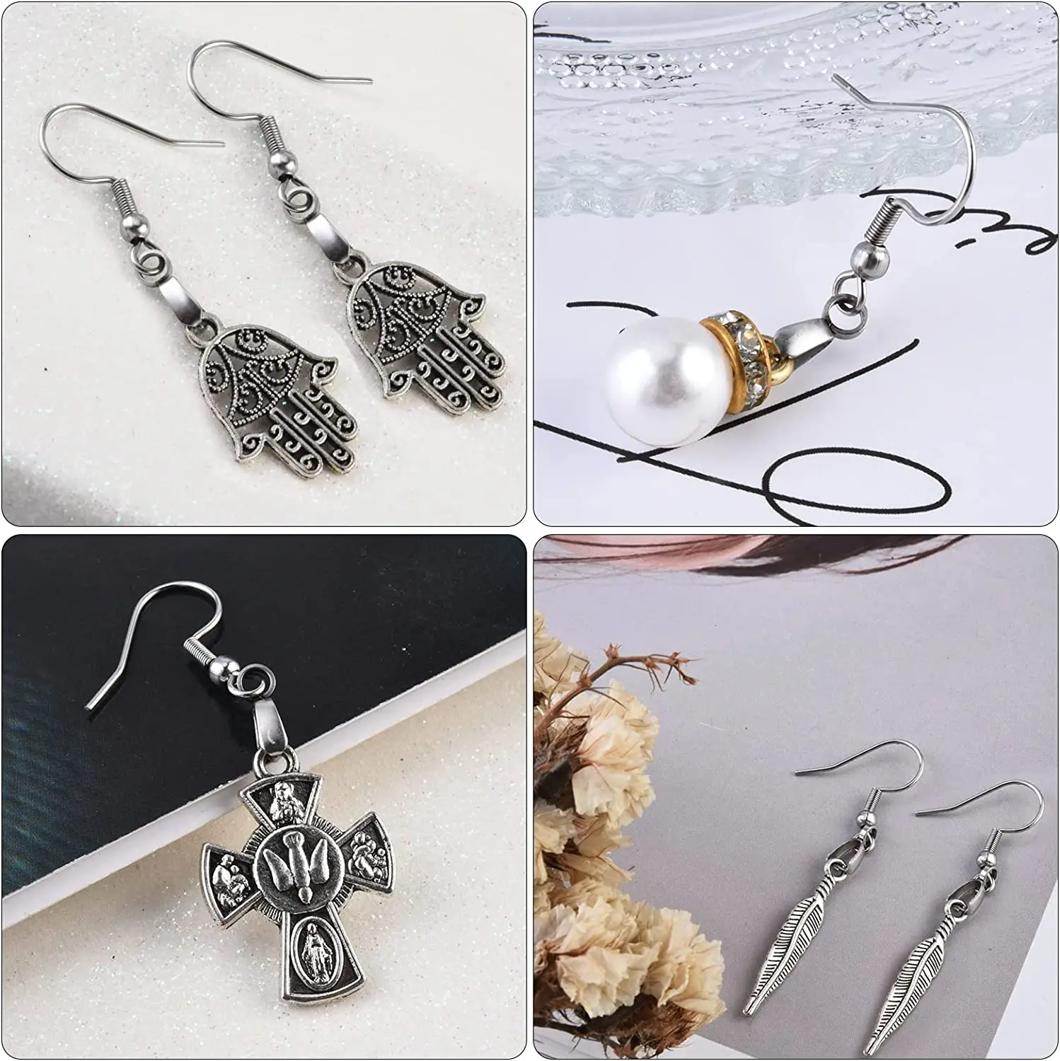 Stainless Steel Earring Hooks With Pinch Bails Clasp For Diy Earring