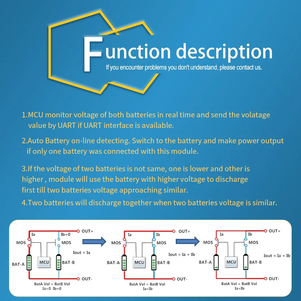 Dual Battery Pack Switch For Ebike 20a 30a 40a Parallel Batteries To
