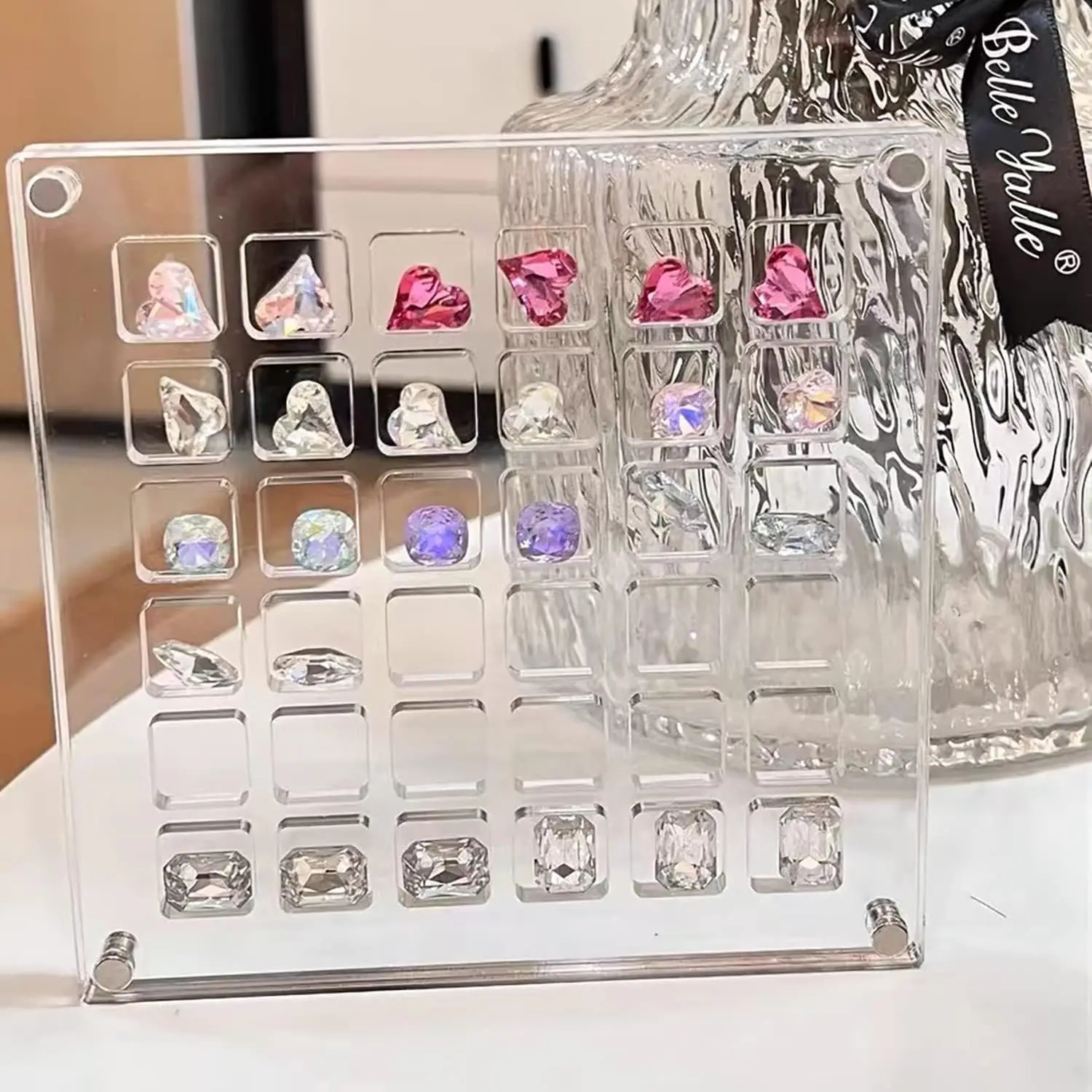 32/64 Grids Acrylic Magnetic Seashell Starfish Display Box Nail Diamond Gemstone Bead Jewelry Organizers Container manufacture