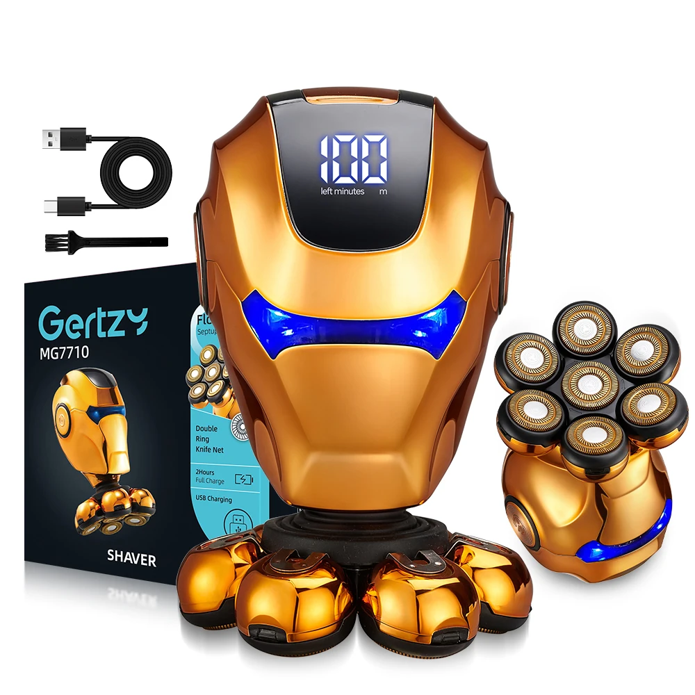 휴대용 7중날 라운드 헤어 트리머 유도 충전 전기면도기 USB 전원 가정용 RV용 얼굴 면도기 면도용 면도기