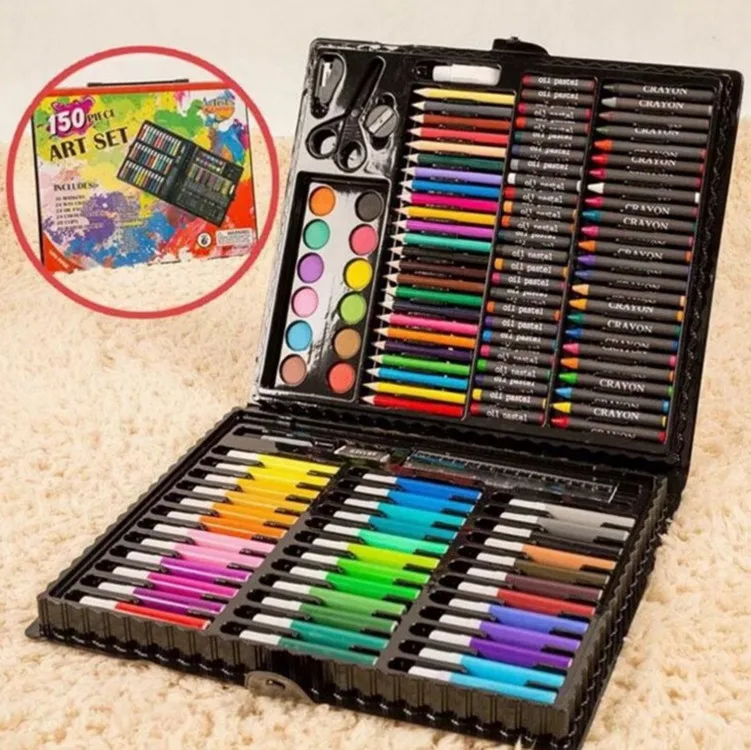 Wholesale 150pcs School Kids Painting Draw Art Set Supplies Stationery Crayons Watercolor Colored Pencils
