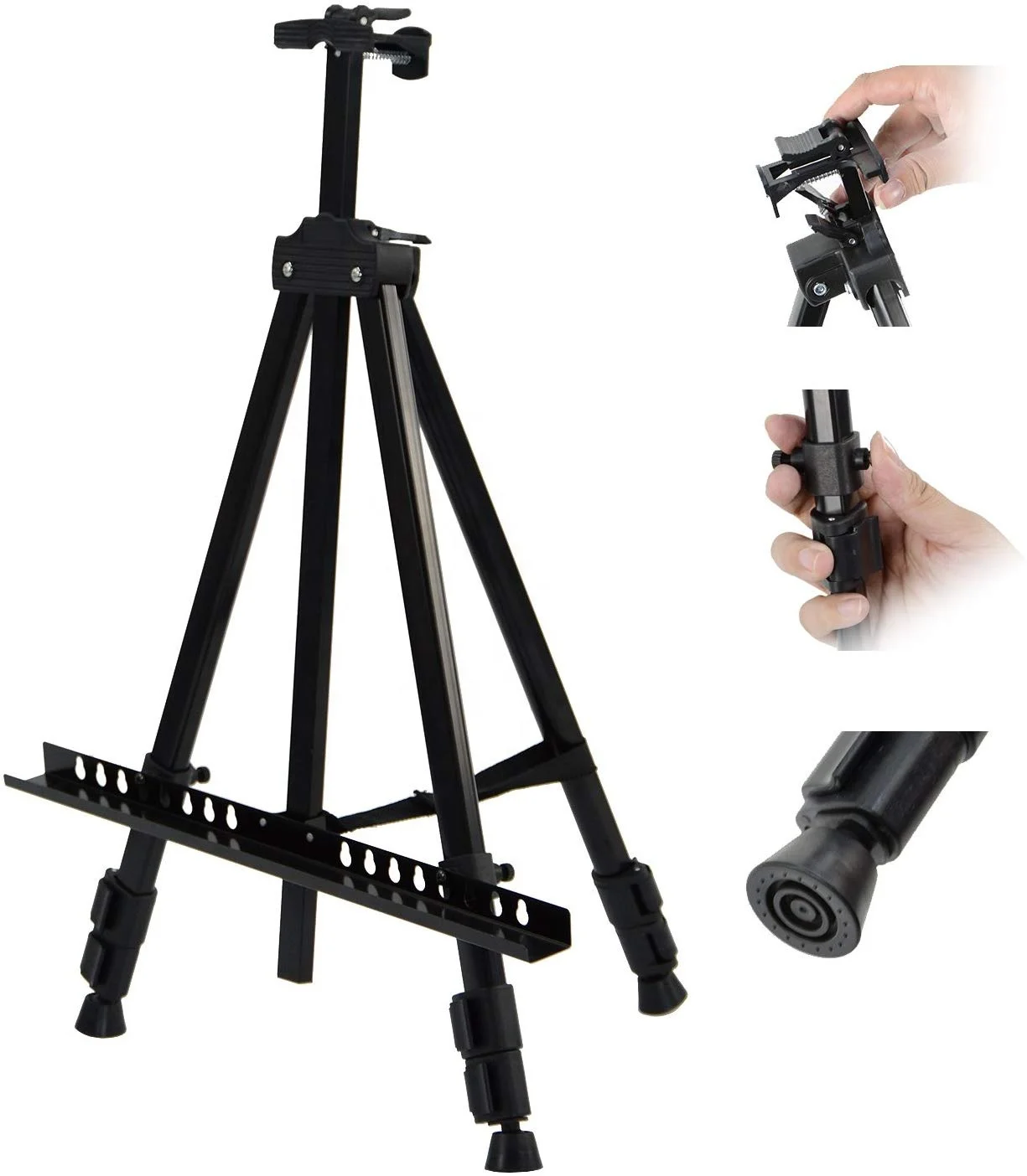 66 Inches Adjustable height Artist Painting Drawing Displaying Tripod Field Metal Aluminum Easel for Table-Top/Floor/Flip Charts