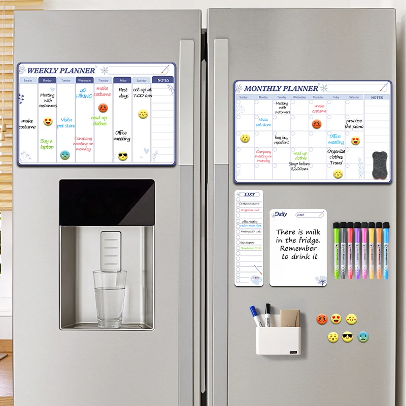 Магнитный сухой стираемый календарь на заказ для холодильника стираемая магнитная доска на холодильник магнитный Еженедельный планировщик белая доска