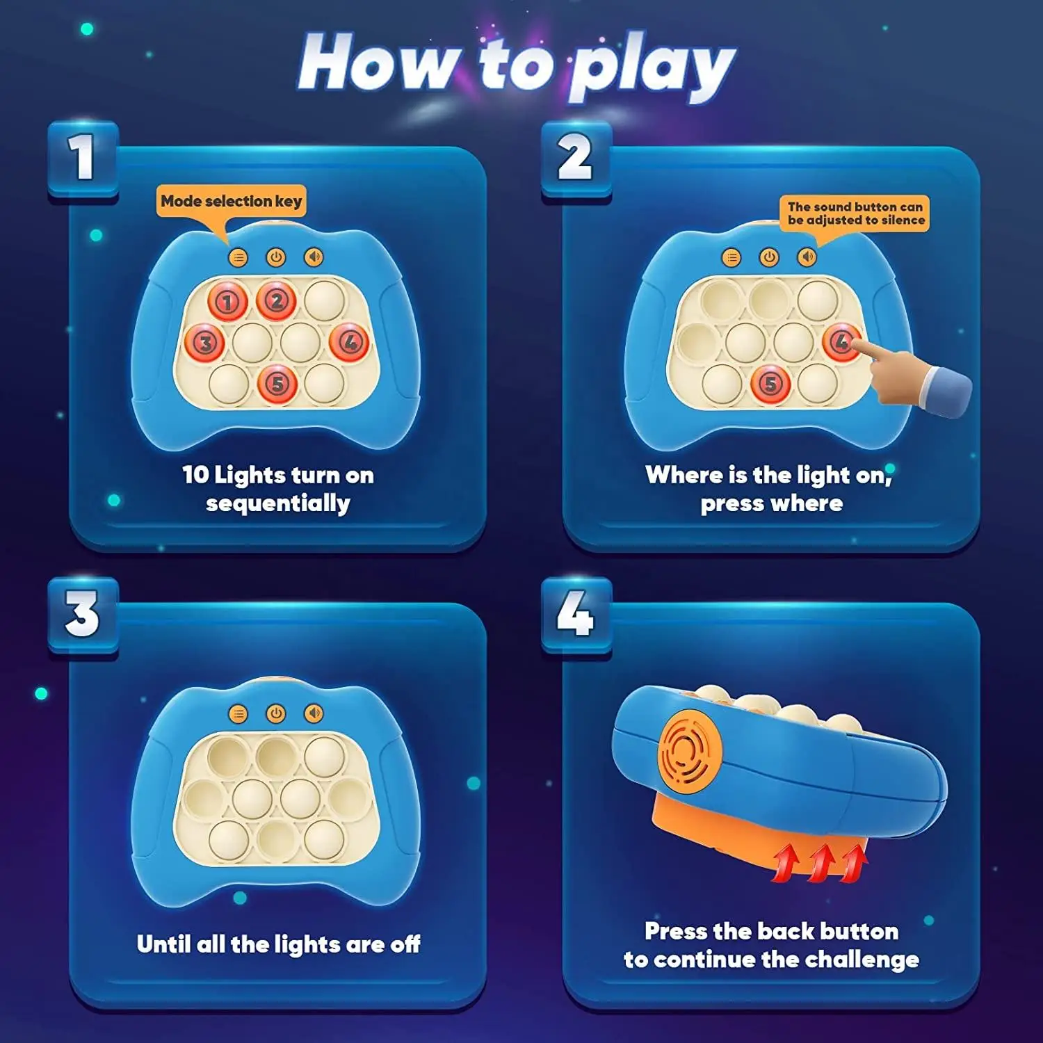 Hot Pop Quick Push Bubble Game Console Light up It Pro Electronic Popping Machine Sensory Fidget Toy for Kids