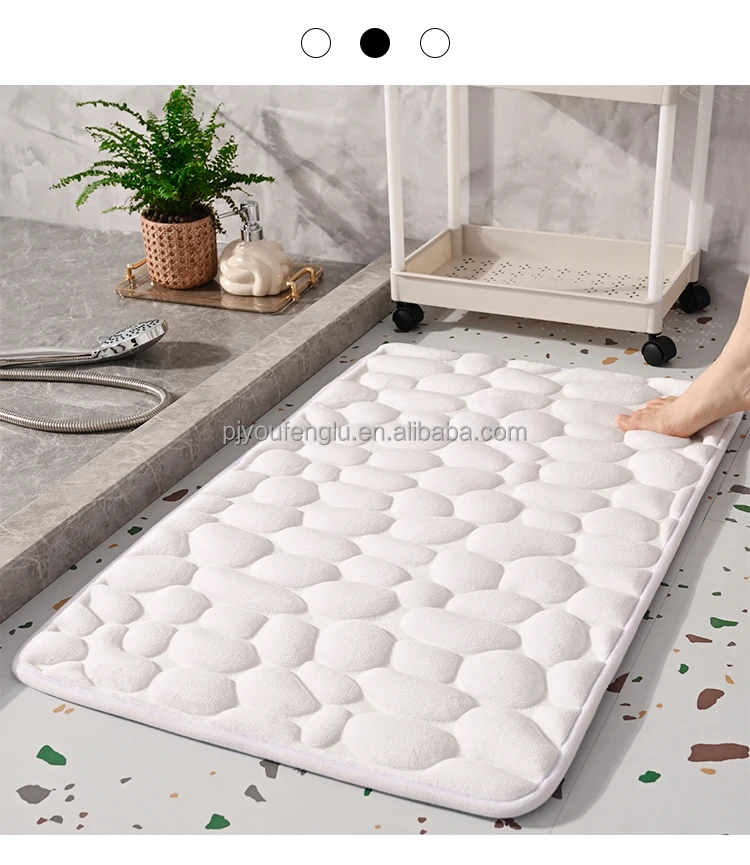 3D printed High frequency Non slip stereoscopic Cobblestone coral fleece Sandwich hot melt adhesive bottom bathroom door mat manufacture