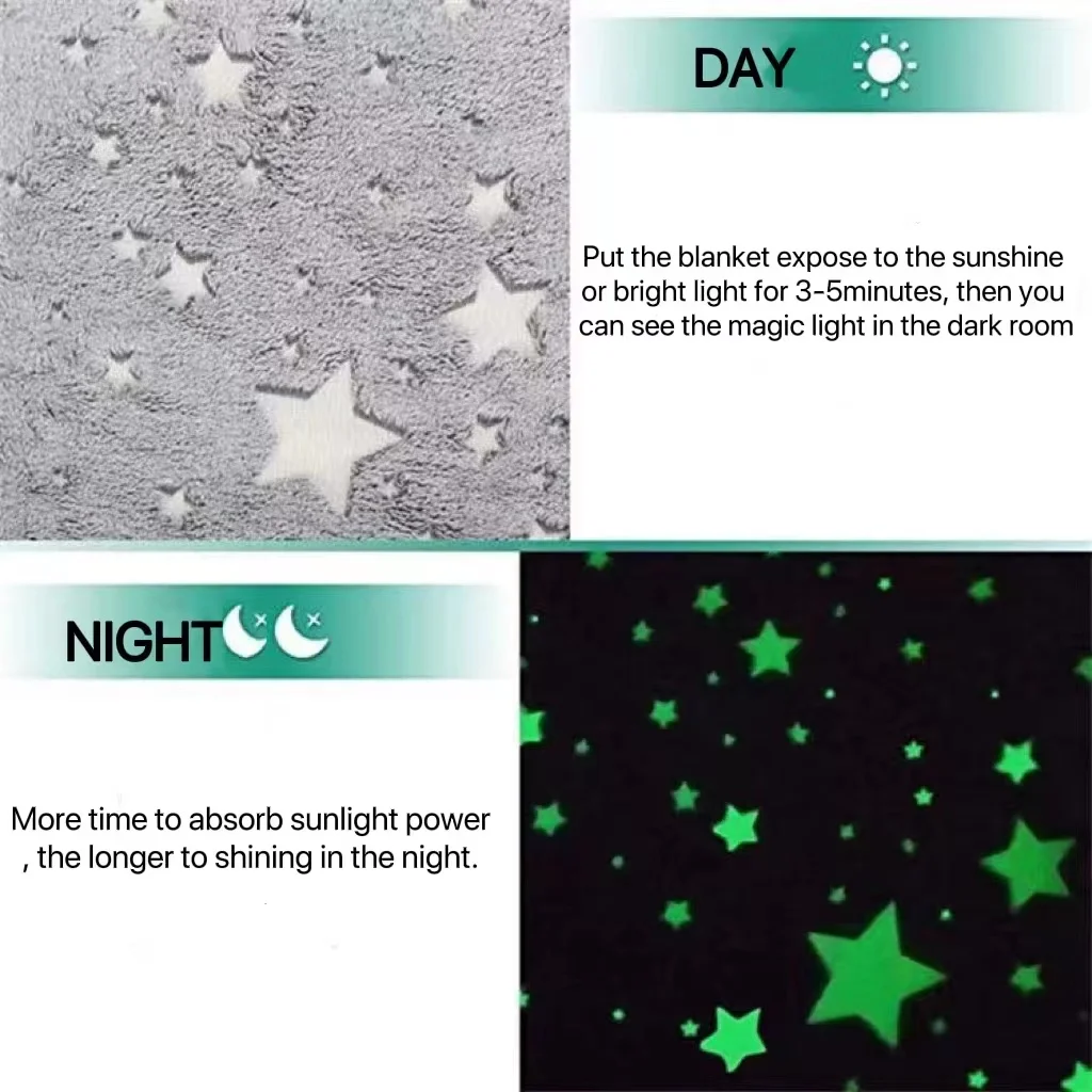 60''*80'' Carton Print Polyester Soft Compy Bed Blankets Glow In The