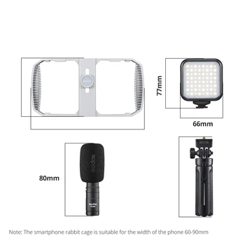 Godox VK1 Kit with Mobile Phone Holder Rabbit Cage Microphone LED6R Video Light Tripod for Smartphone Vlog Live Streaming detail image