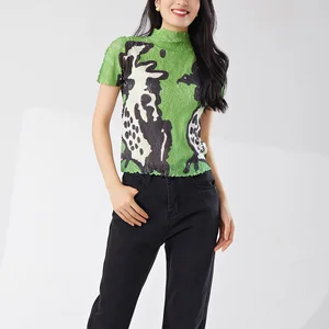 2025 New High Quality Women Pleated Tops Miyake Summer Fashion Design Women Pleated Shirts Ladies Tops Shirts