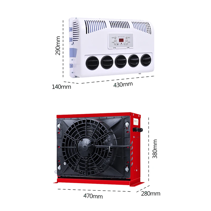 Metal Case 24v Truck Sleeping Parking Cooler Ac Kit 12v Electric