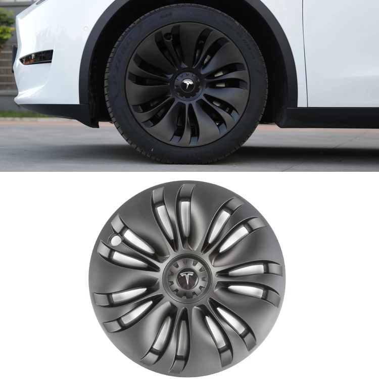 CREEASE 4 Sets Wheel Cap Hub Cover 19 Inch Automobile Hubcap Wheel Cover for Tesla Model Y