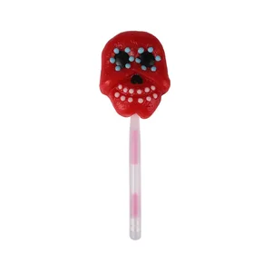 Customized Multi-Flavor Halloween Skull Shape Lollipops Hard Snacks Candy Bulk Box Halal Certified for Children's Party Gifts