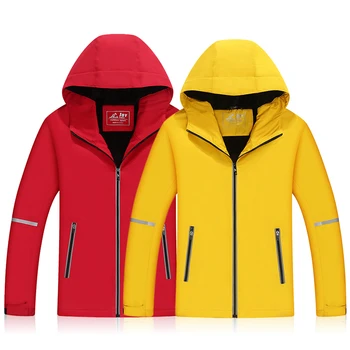 Custom Logo Windproof Waterproof Mens Winter Jacket Outdoor Hiking Polyester Softshell Coat Thermal Fleece Lining Hooded Parka