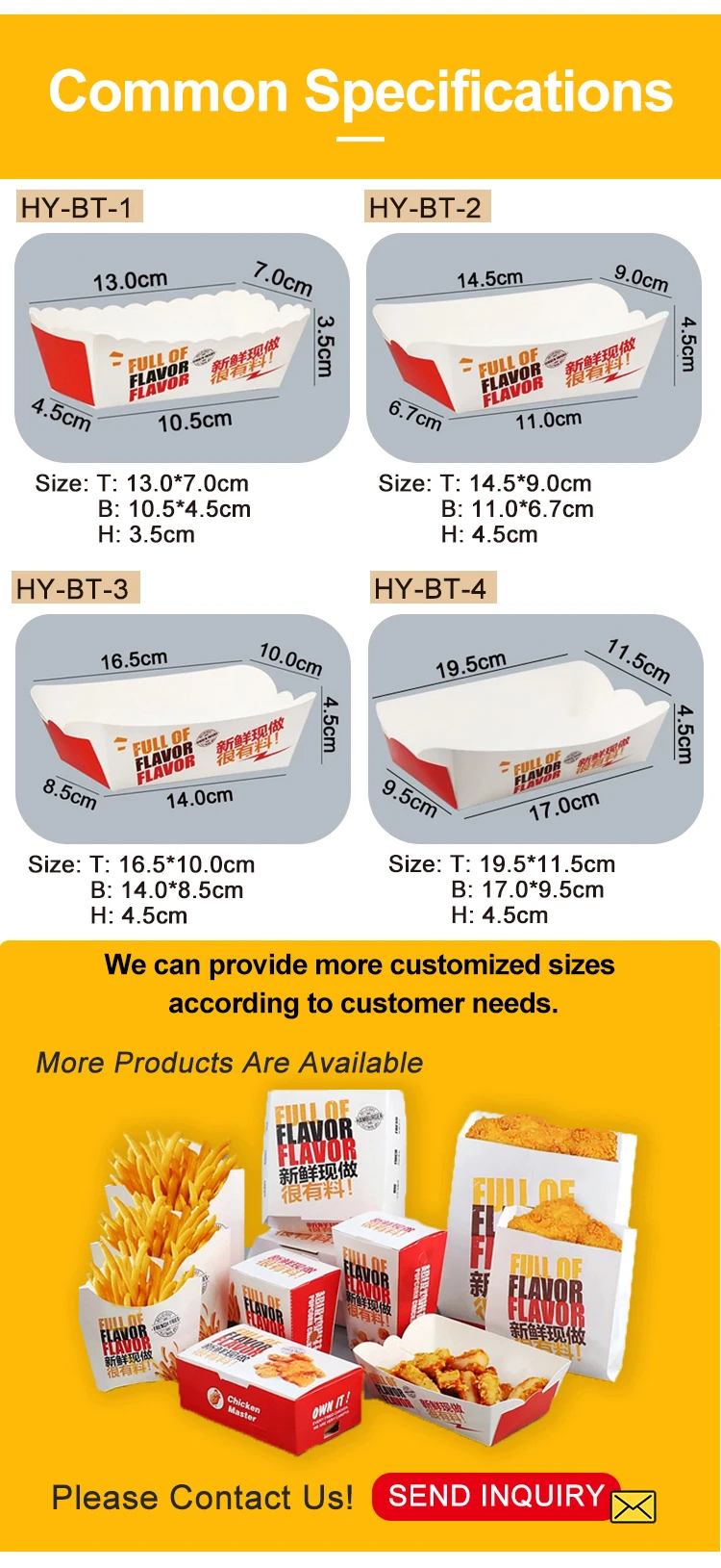 Custom Disposable Takeaway Fast Food Container Burger French Fries Paper Tray White Kraft Paper Sushi Boat Shaped Box Packaging details