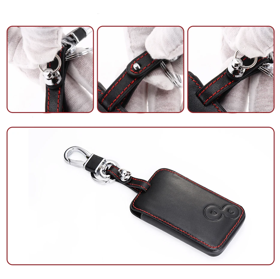 Leather Car Key FOB Case Cover Wallet Set for Renault Laguna 2 Buttons Remote Protector