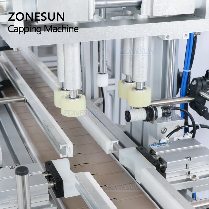 ZONESUN Automatic Essential Oil Dropper Bottle Cap Tightening Screw Lid Vial Capping Machines With Cap Feeder for Glass Jars