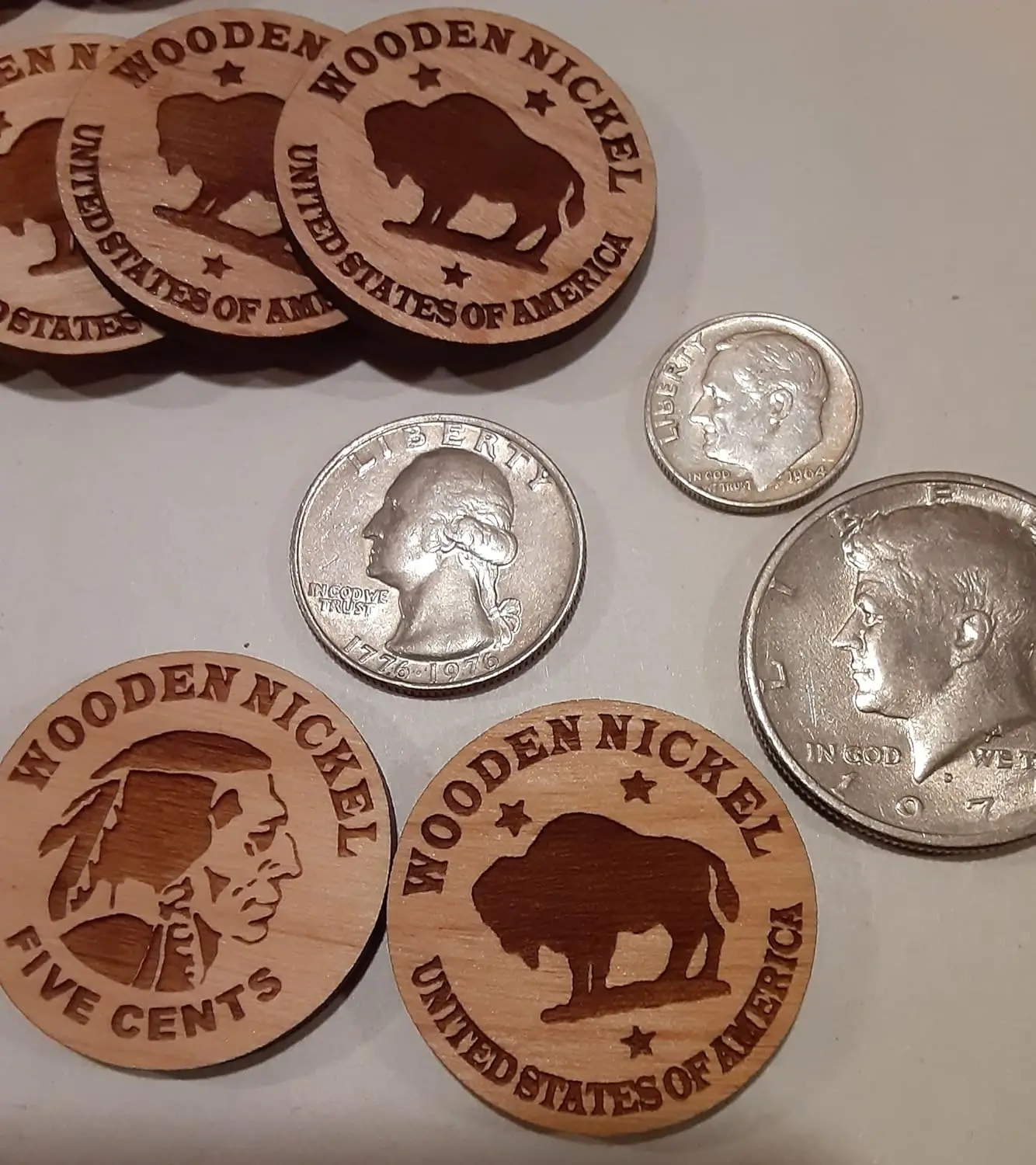 Wholesale Cheap Kids Natural Game Cutout Custom Euro Wooden Nickel Laser Cut Wood Token Coins