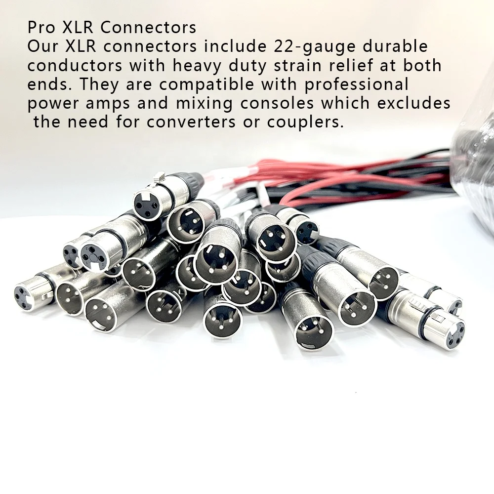 High Quality Profesional Multicore 24 Channel 3 Pin Male to Female Xlr Y Splitter Microphone Audio Snake Cable With Stage Box