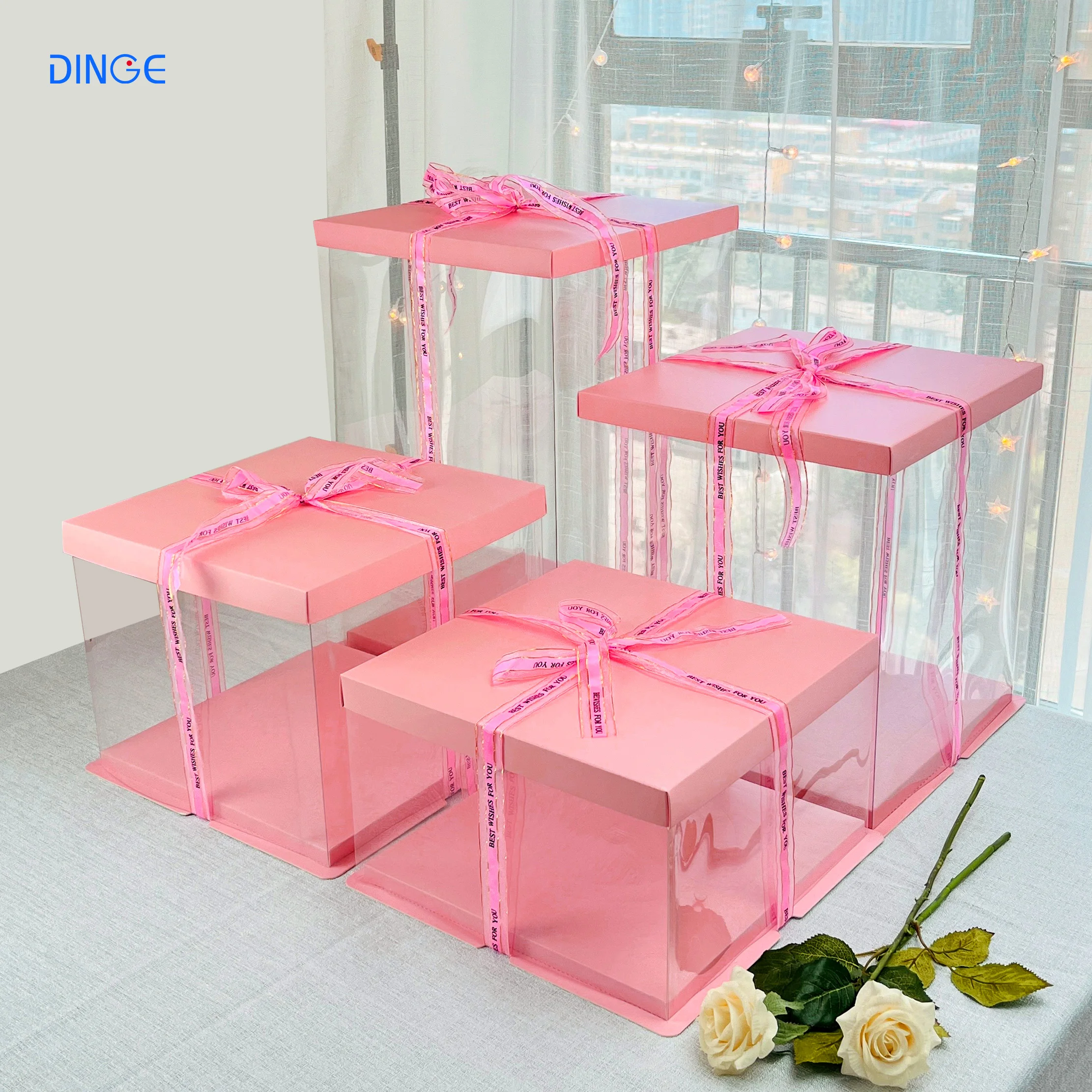 Cake Box Transparent Clear Tall Wedding Plastic Box Custom Wholesale