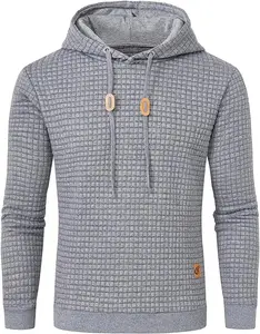 Men's Casual Pullover Hoodies Long Sleeve Hooded Sweatshirts Warm Waffle Fabric Polyester/Cotton Custom Logo Business Hoodie