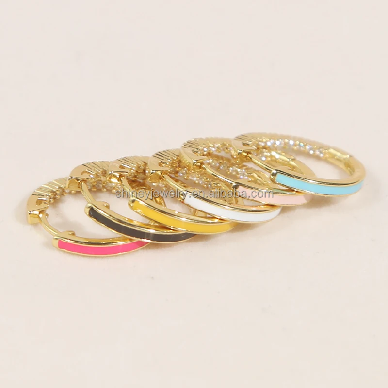 Star Lightning Heart Huggie Hoop Earrings - Gold Plated Colorful Enamel Celestial Charm Drop Earrings For Women, Minimalist Fashion Jewelry