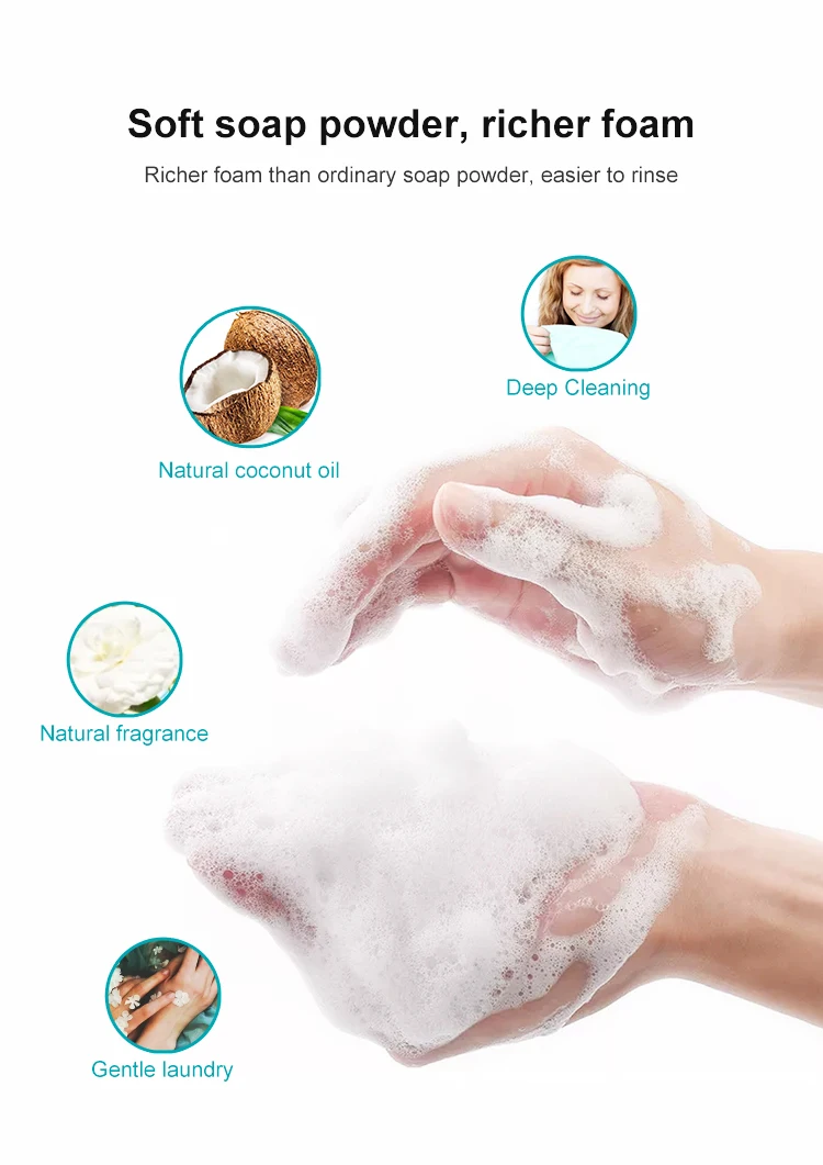 Soft soap powder, richer foam