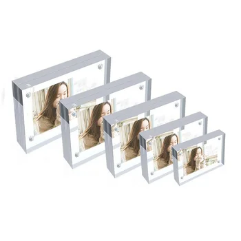 Magnetic Acrylic Glass PMMA Photo Frame Stand Crystal Photo Frame Fridge Magnet Frame