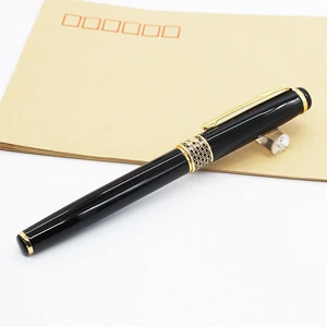 High Quality Black Luxury Business VIP Gift Promotion Metal Pen with Customs logo Full Metal Roller Pen with Gold Clip