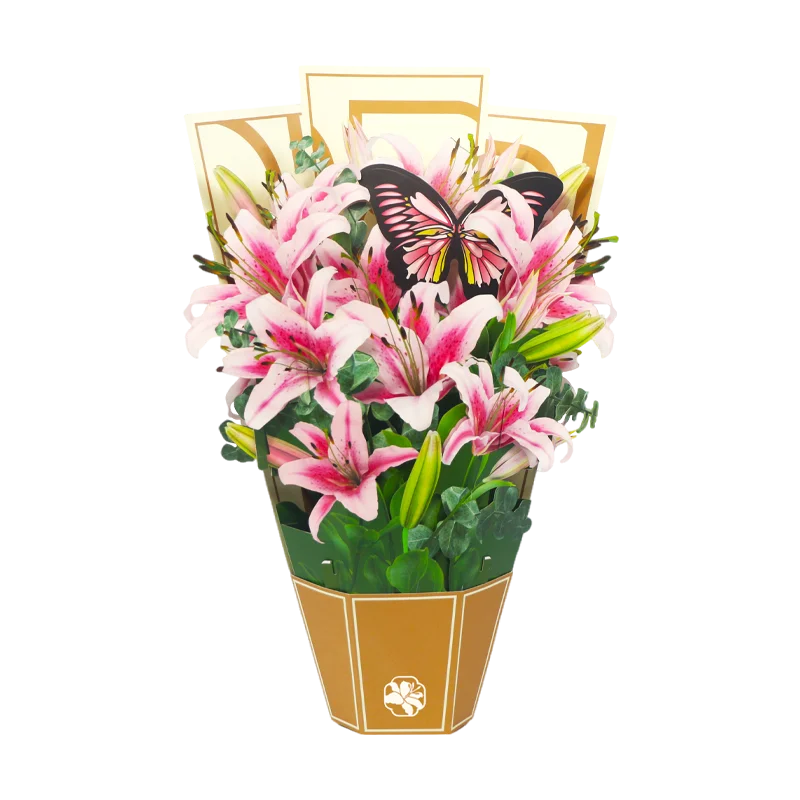 Life Sized Lily Bouquet Card Forever Flower Greeting Card With Note