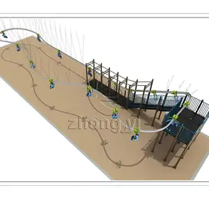 Commercial Indoor Sky Rider Zip Line Roller Coaster for Trampoline Park