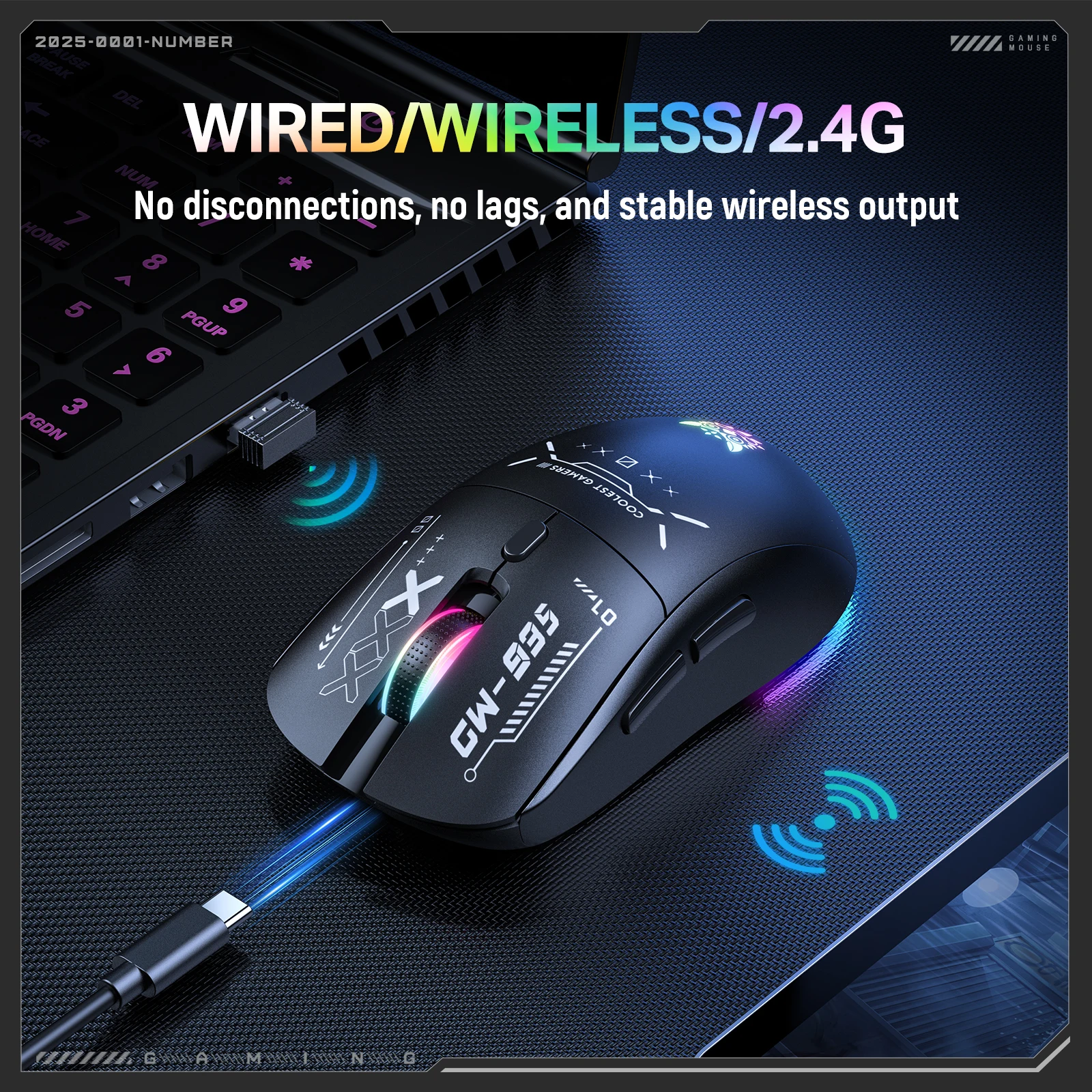 ONIKUMA CW935 Wireless Mouse - 4K Hz Polling Rate Gaming