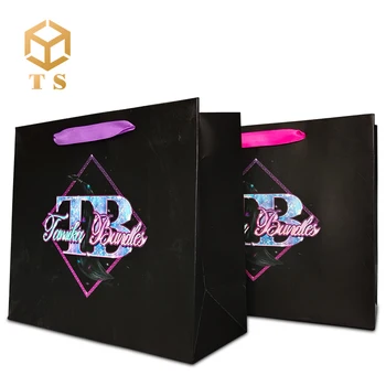 Customized Logo Print Luxury Cosmetic Jewelry Gift Shopping Paper Bag with Handle