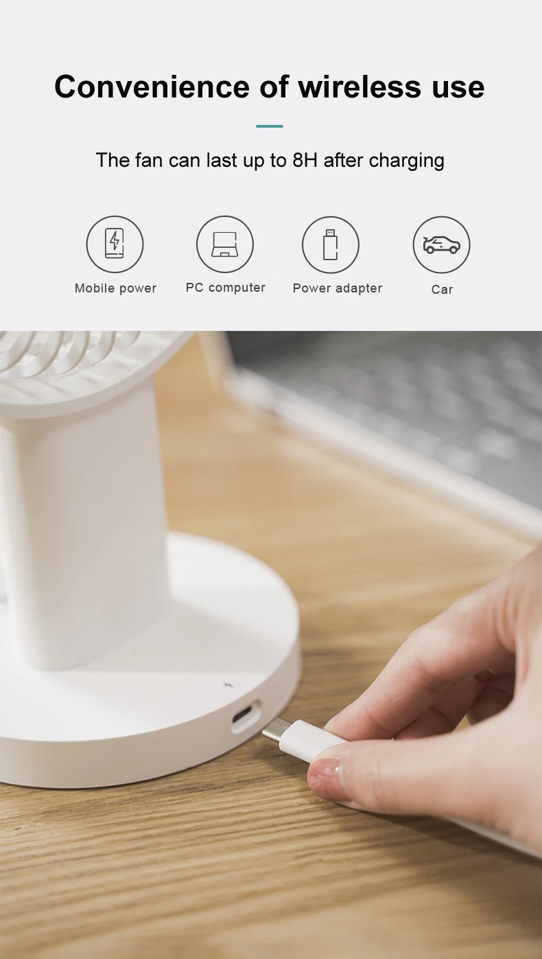 Control Mini Desktop Fan, 2000mAh, Portable, USB - detail 4