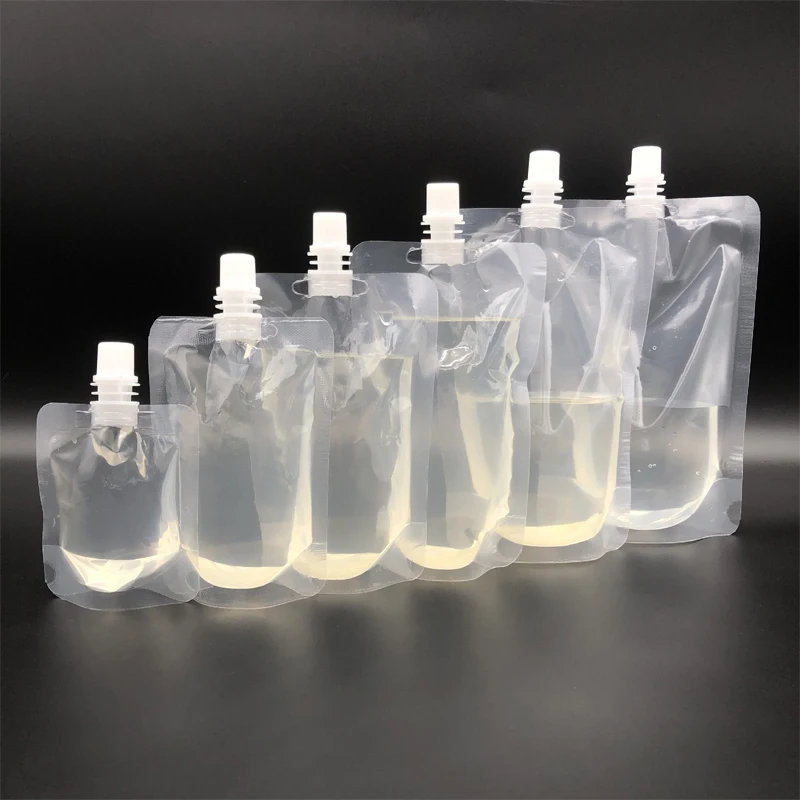 EOPER Drink Pouches 50 Pieces Clear Flasks Liquor Bags Juice Pouches Concealable Stand-up Plastic Drinking Flask 200ml 