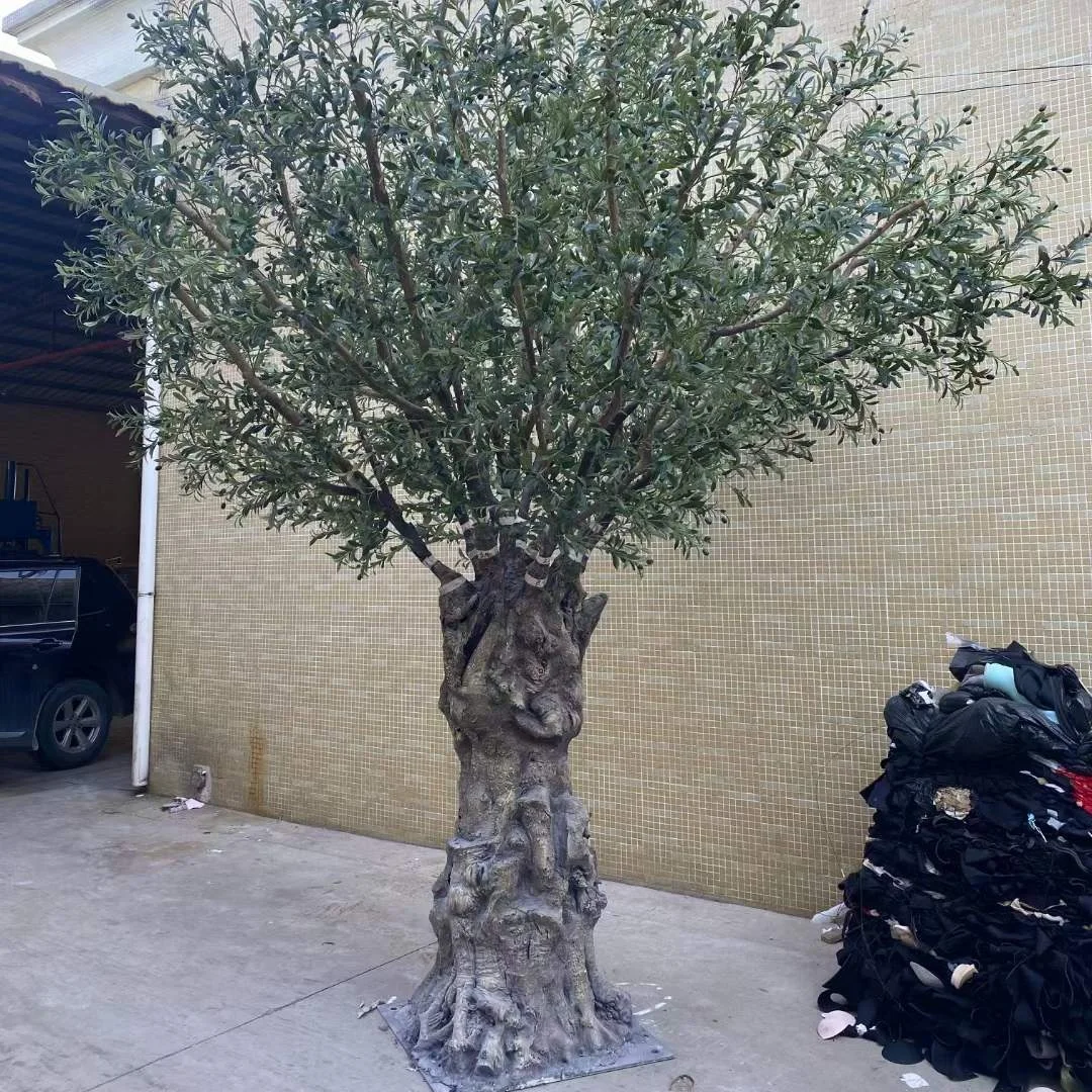 Artificial Plastic Olive Tree With Leaves Curved Rod Olive Tree For