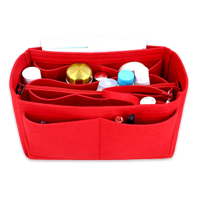 
2021 модные фетр для туалетных принадлежностей косметичка кошелек Органайзер с карманами; Фетровая сумка-Органайзер с застежкой на молнию сумки из натуральной кожи сумка-тоут формирователь 