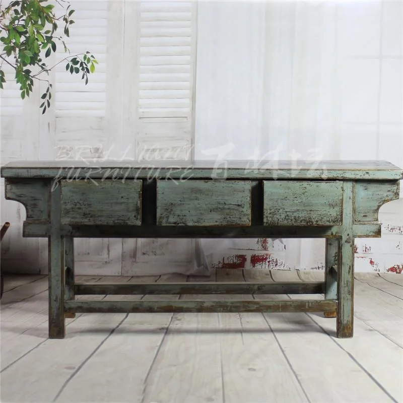 Entryway Classic Country Style Alter Table Vintage Antique Reproduction Distressed Reclaimed Wood Console Table