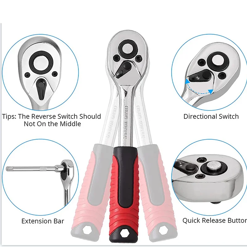IFIXPRO 46pcs Ratchet Tool Set Drive Repair Tool Set Hot Sale Socket Tool Set High Quality 1/4 Inch Chrome Vanadium Steel CN;ZHE