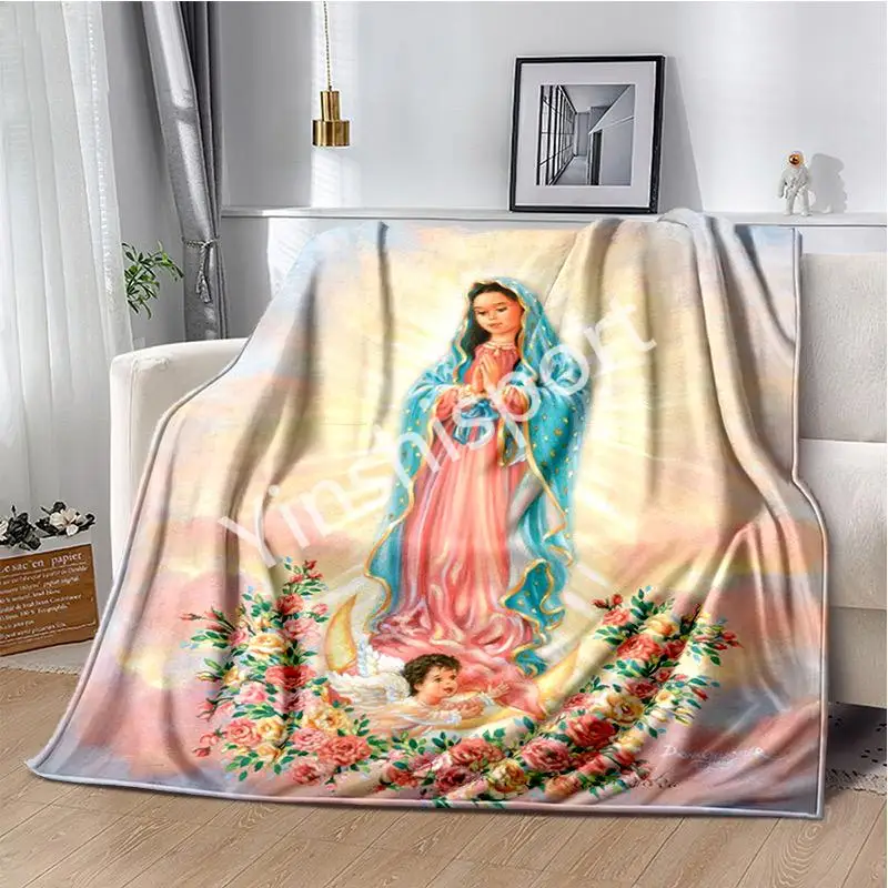 2024 Best Selling   New Design Custom Printed Flannel Guadalupe Virgin Mary Maria Enthusiast Gift Soft Throw Blanket