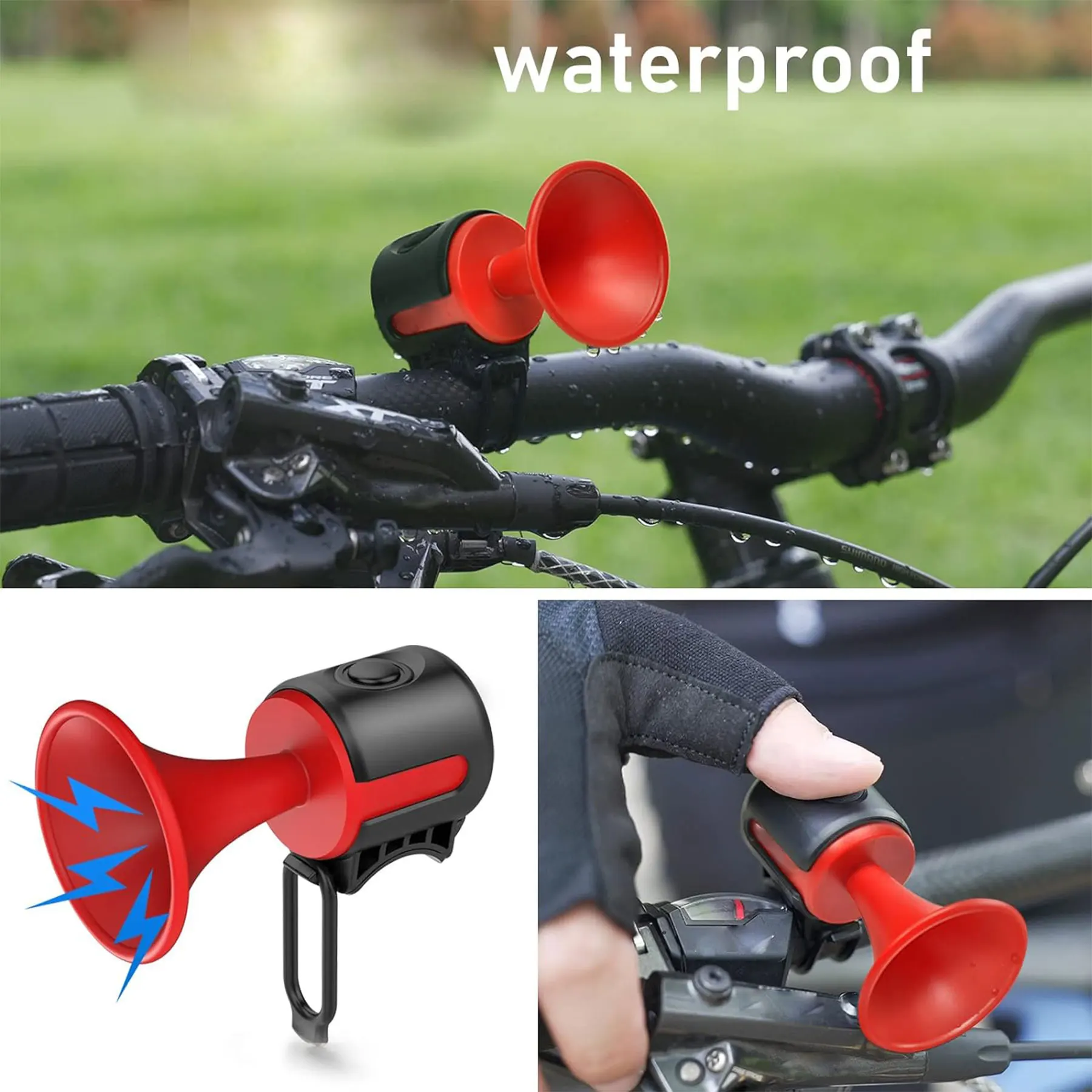Electric Bicycle Horn 120dB Loud Bike Bell with Elastic Straps and